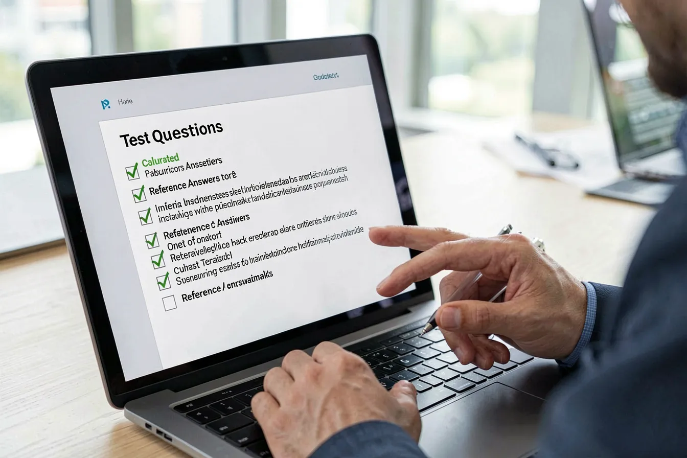 Catalogue of test questions and verified answers for AI evaluation