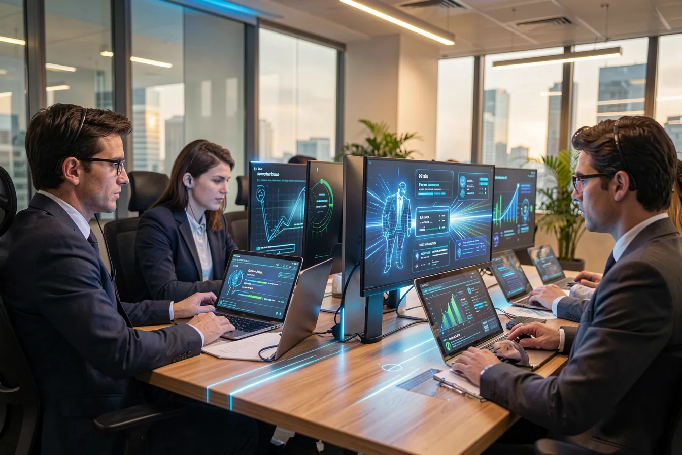 Customer support team working with a fast AI assistant thanks to reused answers