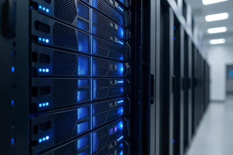 Server room with GPU servers for self-hosted AI inference