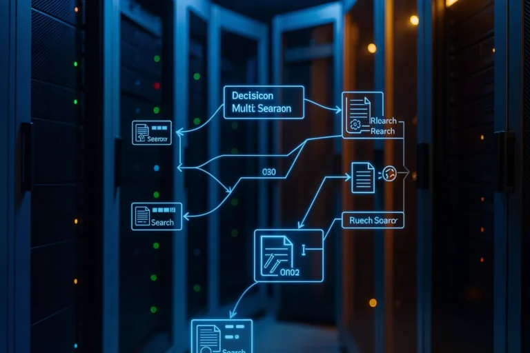 Data centre visualising a multi-step AI retrieval routine